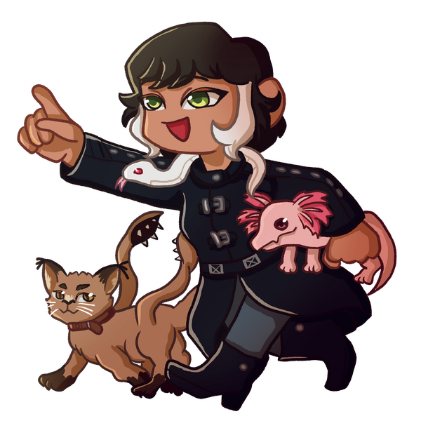 A chibi of my character Blair and her magical animals
