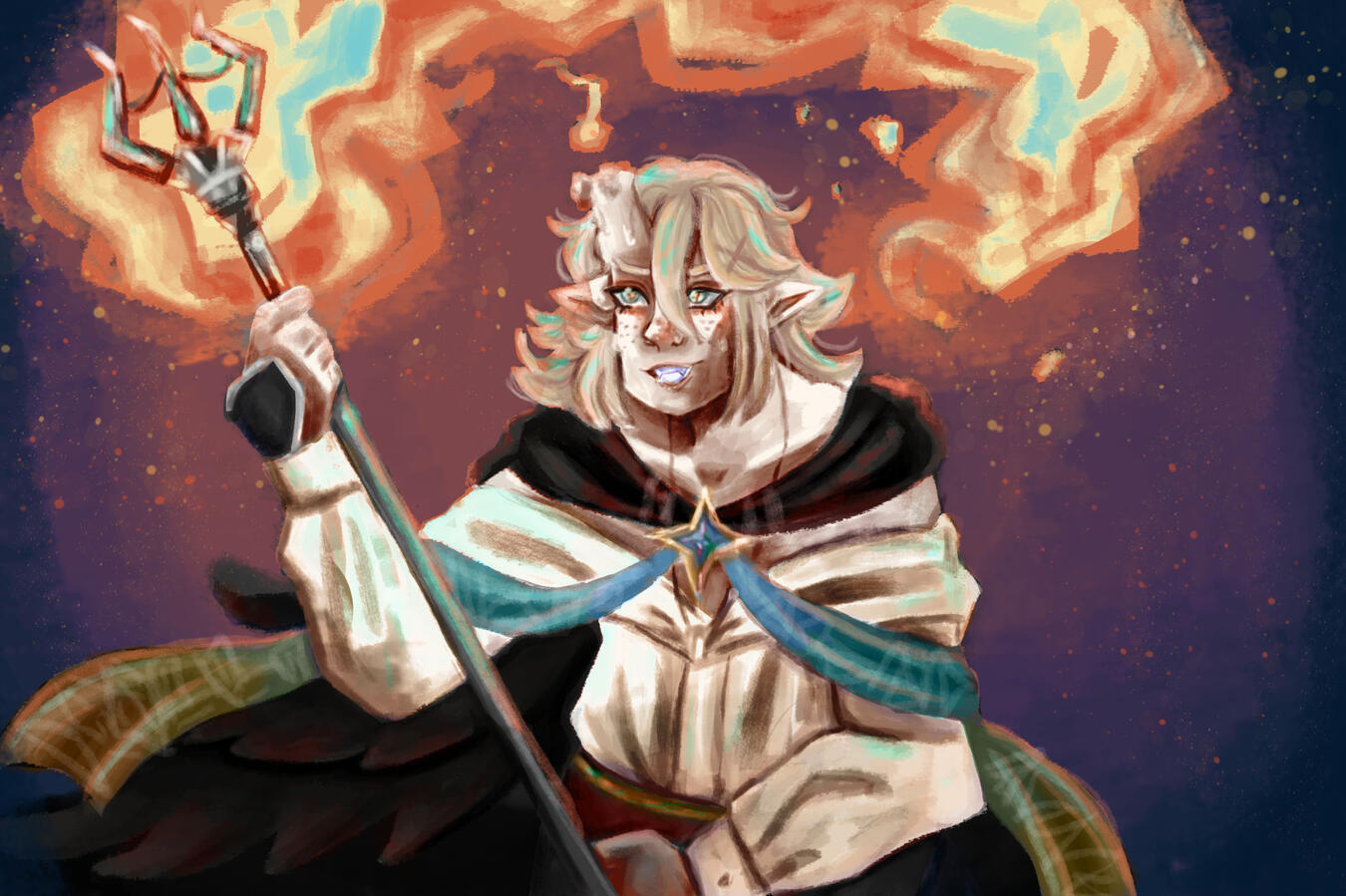 A piece I did for the Artfight Discord server's 2024 "Draw The Person Above You" event. The character depicted belongs to Nixarii