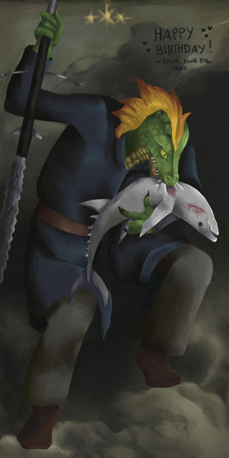 Reuben's "Saturn devouring his son" but it's my friend's character!
